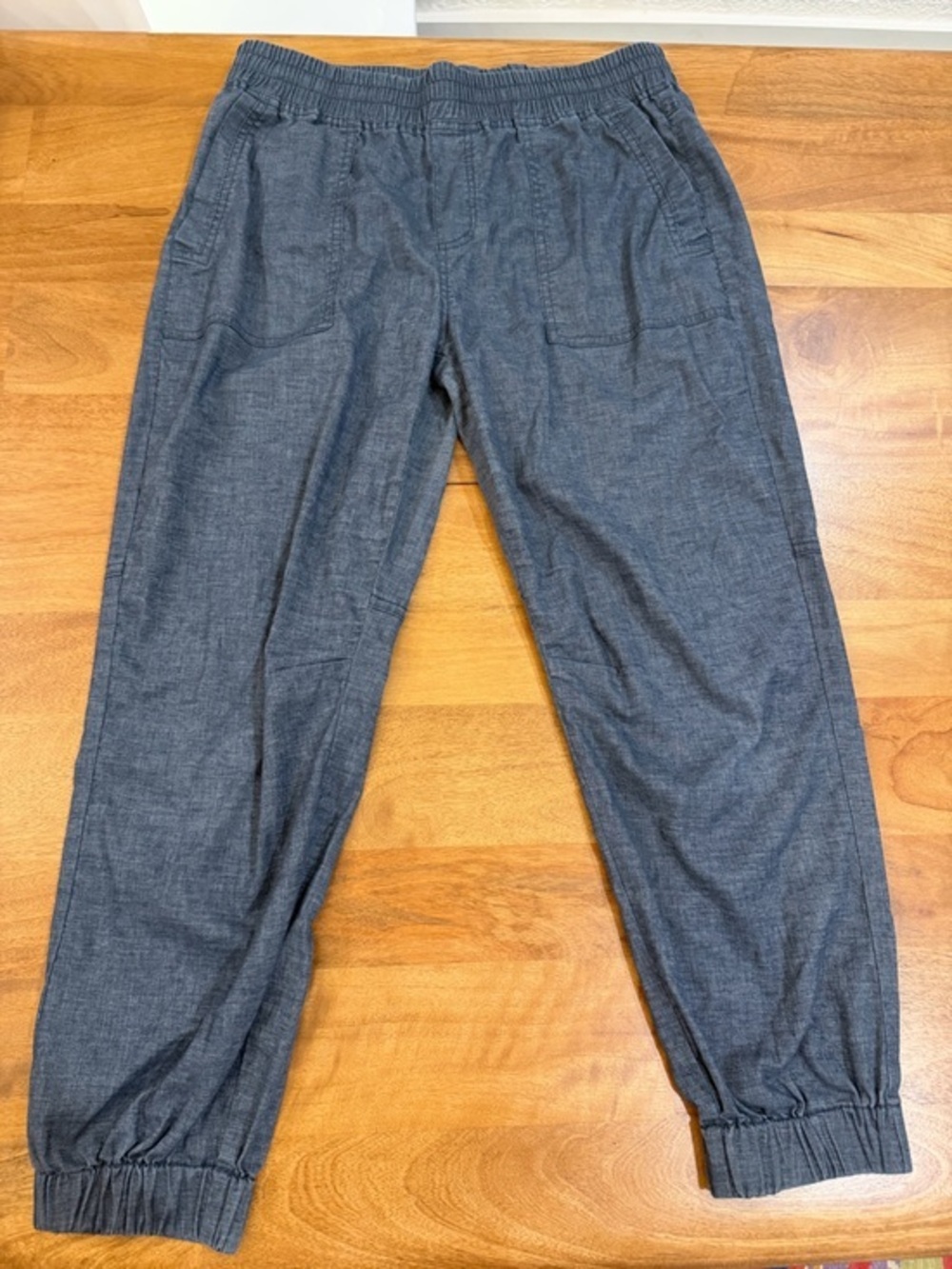 Prana Women's Relaxed Chambray Joggers in Medium Blue Size Medium